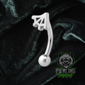 16g Spider Web Solid 316L Surgical Steel Curved Rook External Thread Piercing Ring