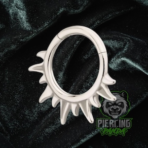 16g 14g 10mm Grunge Sun Spikes Solid 316L Surgical Steel Hinged Segment Septum Helix Piercing Cartilage Daith Hoop Piercing Ring