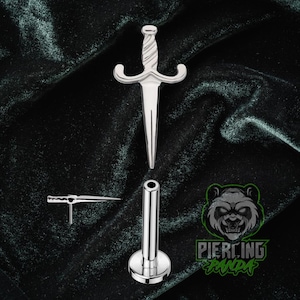 Piercing de titanio ASTM F136 sin rosca, con forma de espada y forma de cuchillo, con parte trasera plana, para cartílago, hélice, labio y trago.