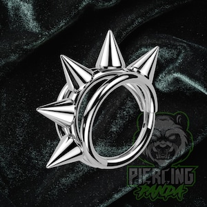 16g Titanium ASTM F136 Spike Triple Stack Bands Hinged Segment Clicker Piercing Hoop Ring Daith Septum Cartilage Helix
