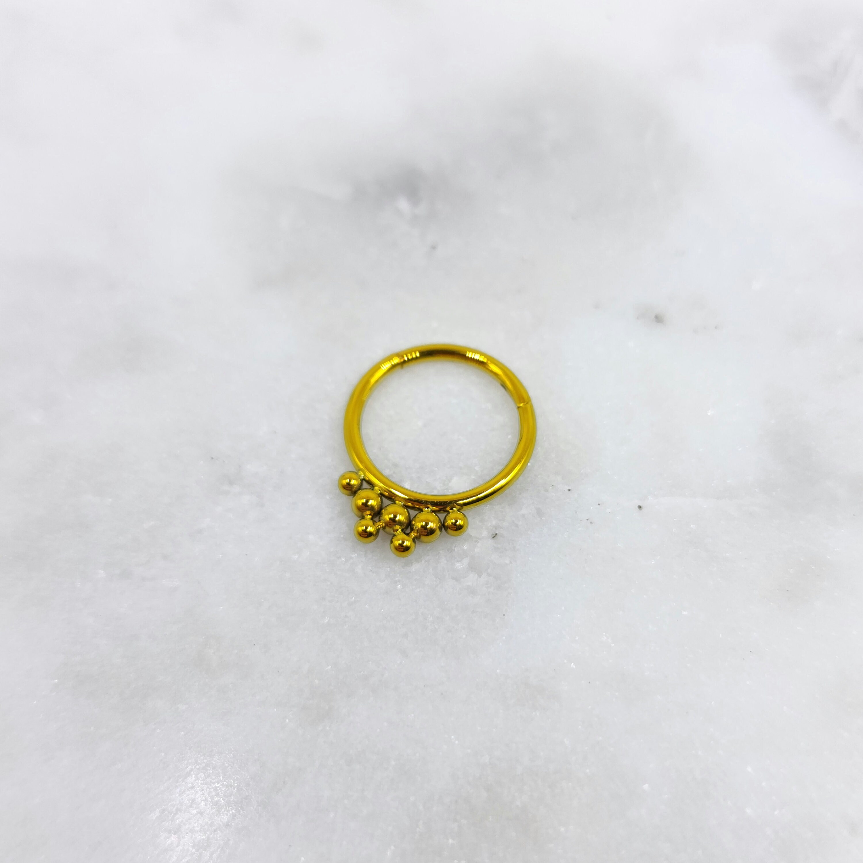 16g Titanium ASTM F136 Beaded Anodized Yellow Hand Polished