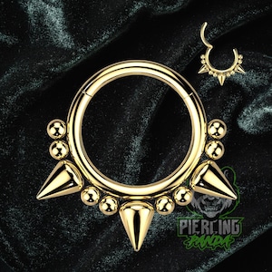 Pointes et boules, 16 g, PVD doré, acier chirurgical 316L, segment articulé, piercing septum hélicoïdal, cartilage, anneaux de piercing Daith