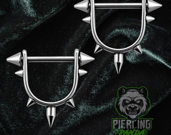 Titanium ASTM F136 Spiked Dangling Hangers Nipple Piercing Barbells Jewelry Pair