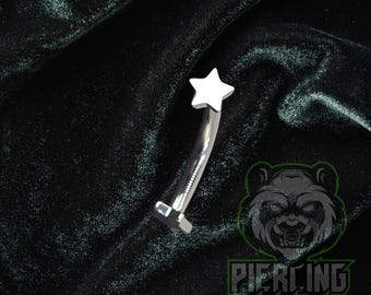 14g Titanium Star ASTM F136 Implant Grade Curved Barbell Internal Threads Piercing