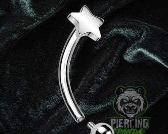 16g Titanium Star Implant Grade ASTM F136 Curved Barbell Internal Threads | Rook Eyebrow Piercing