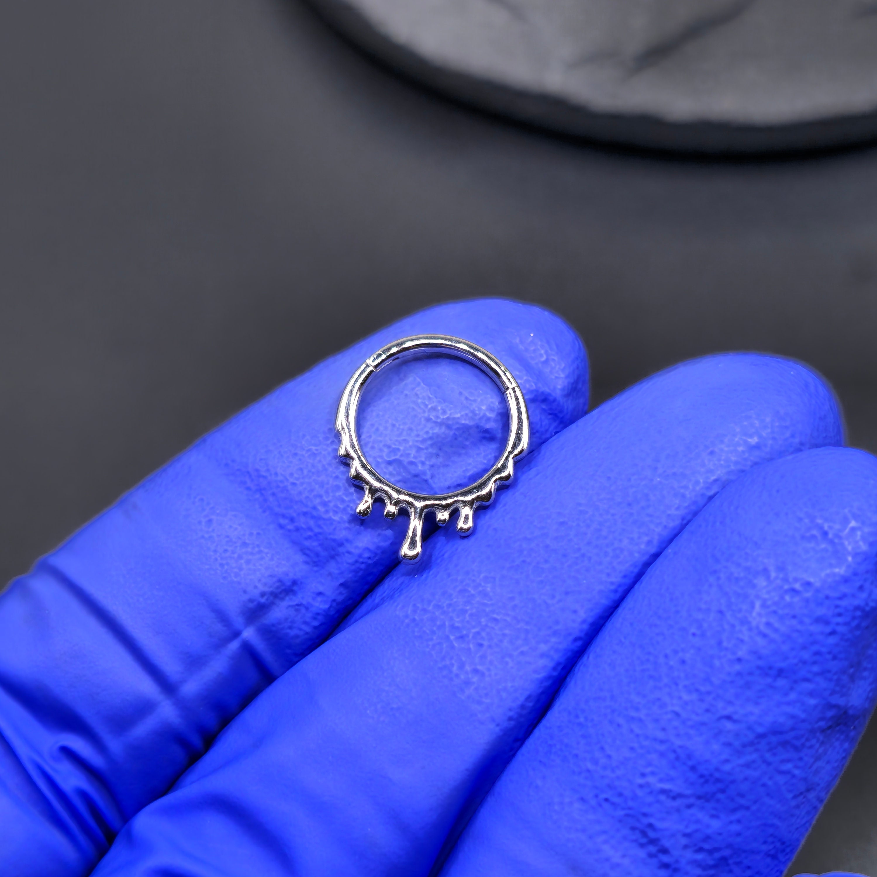 Surgical Steel Septum Ring - 16G/8mm Twisted Hinged Segment Nose Ring Hoop, Clicker Style