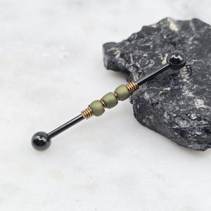 14g 16g Matte Olive Bronze Auf Schwarzem Ion Plated Industrielle Barbell Scaffold Piercing Hochzeit Schmuck 32 mm 35 mm 38 mm 1,6 mm