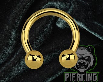 10g Gold Horseshoe Balls 316L Surgical Steel Internal Thread Hoop Septum Piercing Body Jewelry Hoop Gauges Plugs