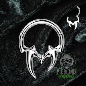16g Titanium ASTM F136 Fangs Hinged Segment Clicker Ring Hoop Daith Piercing