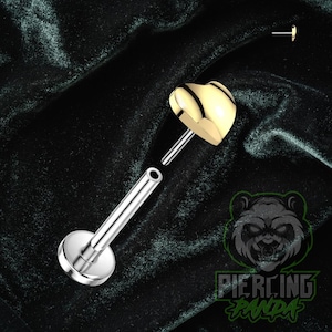 Titanium ASTM F136 Threadless Puffy Heart Flat Back Barbell Cartilage Conch Flat Helix Labret Tragus Piercing