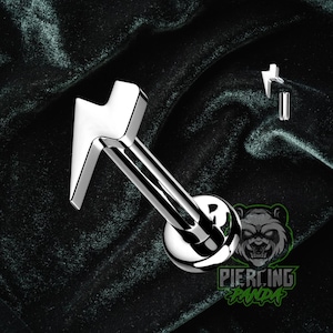 Titanium ASTM F136 16g Bliksemschicht Minimalistische Vorm Implantaatkwaliteit Binnendraad Platte achterkant Labret Tragus Kraakbeen Halter