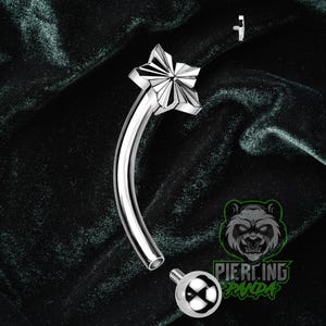16g Titanium 6AL4V ELi ASTM F136 Curved Barbells With Internally Threaded Shooting Star | Rook Eyebrow Piercing