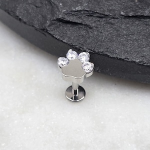 16g titanium ASTM F136 binnendraad poot kat hond top piercing schelp plat kraakbeen helix labret monroe