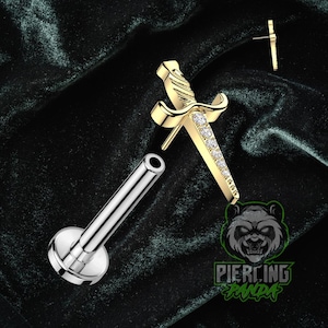 Titanium ASTM F136 Draadloos zwaarden Dolken Toppiercingsieraden Conch Plat kraakbeen Helix Labret