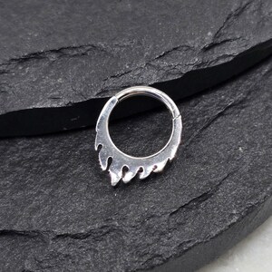 16g Titanium ASTM F136 Flames Fire Implant Grade Hinged Segment Septum Helix Piercing Cartilage Daith Hoop Piercing Ring