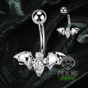 Piercing de umbigo em titânio 14g com zircônia cúbica branca, grau implante, rosca interna.