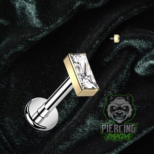 16g titanium goud pvd-verguld ASTM F136 binnendraad wit stokbrood CZ disc labret tragus helix conch kraakbeen oorbel piercing barbell