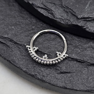 16g 8/10 mm Implante Grau Titânio Contas Forradas Segmento Articulado Septo Hélice Piercing Cartilagem Daith Hoop Piercing Anel