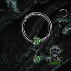 16g Titanium ASTM F136 Implant Grade Dangle Dark AB Vitrail Cz Gem Hinged Segment Septum Helix Piercing Cartilage Daith Hoop Ring Black PVD