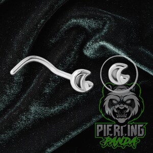 20g Moon & Tiny Heart 316L Surgical Steel Curl Nose Stud Ring Curl