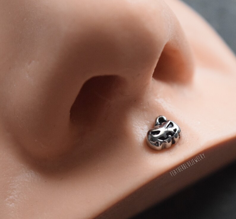 16g 18g Pumpkin No Rust Surgical Steel Labret Lip Medusa Flat Bottom Barbell Jewelry Piercing Cartilage Helix Tragus 1.2mm 1mm