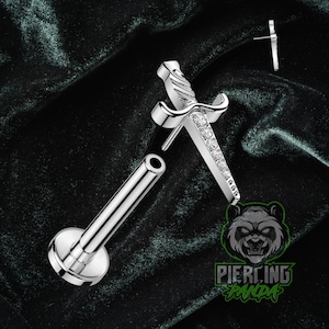 Titanium ASTM F136 Draadloos zwaarden Dolken Toppiercingsieraden Conch Plat kraakbeen Helix Labret