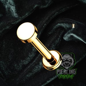 16g Titanium Gold PVD Circle Minimalist Shape Implant Grade ASTM F136 Internal Thread Flat Back Labret Tragus Cartilage Barbell