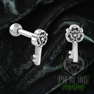 16g 6mm Key Solid 316L Surgical Steel External Thread Tragus Helix Conch Cartilage Earring Barbell
