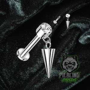 16g ASTM F136 Grade 23 Titanium Internal Thread White CZ Gem Spike Medusa Tragus Helix Conch Cartilage Earring Labret Barbell