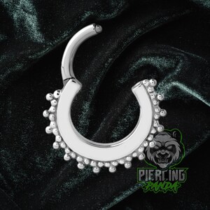 16g Beaded Row Solid 316L Surgical Steel Hinged Segment Clicker Helix Cartilage Septum Daith Piercing Hoop Ring
