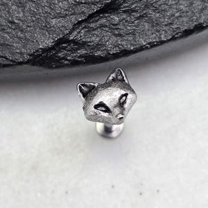 16g Fox 316L Surgical Steel Internal Thread Flat Back Labret Tragus Cartilage Barbell