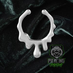 Blood Dripping Drops Halloween Quality Polished 316L Surgical Steel Fake Septum Ring Hanger Septum NO Piercing
