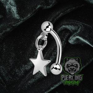 16g Estrela ESTOQUE FINAL Pingente Pingente Rook ou Sobrancelha Piercing Joia Anel Curvo