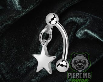 16g Star FINAL STOCK Dangling Charm Rook or Eyebrow Piercing Jewelry Curved Ring