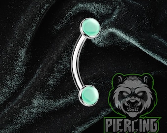 16g Titanium Small 3mm Green Onyx Implant Grade ASTM F136 Curved Barbells Internal Threads | Rook Eyebrow Piercing