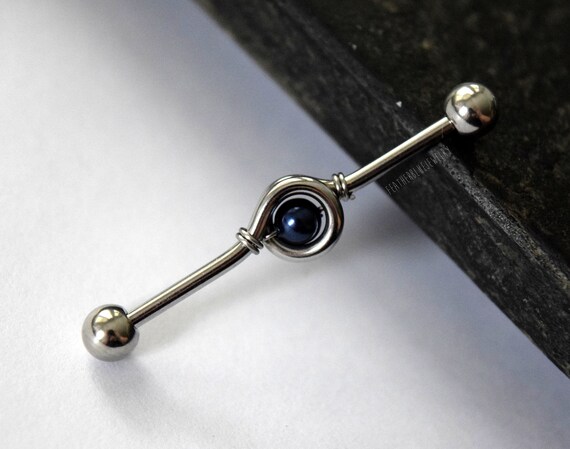 Industrial Barbell Cartilage Jewelry Scaffolding 14g 1 1//2/" Opal Skeleton Key