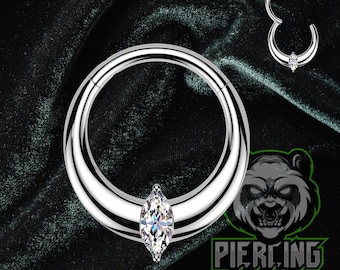 16g Titanium ASTM F136 Marquise Chunky Thick Band Hinged Segment Clicker Piercing Hoop Ring Solid High Quality Daith Septum Cartilage Helix
