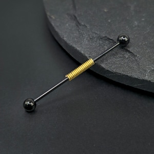 14g 16g Gold Hand Wire Wrapped Schwarz IP 1,6 mm 1,2 mm Industriell Barbell Scaffold Piercing Schmuck (32 mm, 35 mm oder 38 mm)