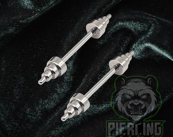 16g Nipple Barbell Pair Piercing Externally Threaded Solid 316L Surgical Steel Straight Barbell Body Jewelry
