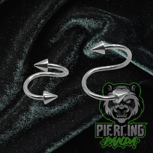 20g Twist Spiral Piercing Hoop Ring Cartilage Helix Tragus Nose External Thread Spike Ends Solid Polished 316L Surgical Steel