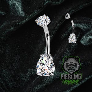 14g filetage interne poire blanche 316L acier chirurgical gemme ensemble de broches supérieures Double gemme nombril anneau de piercing nombril bijoux
