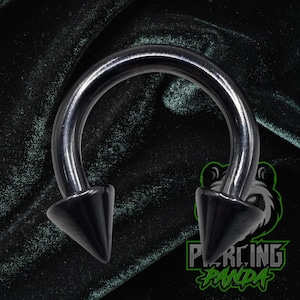 Piercing de herradura negro de 8 g, acero quirúrgico 316L, rosca interna, para el tabique nasal, lóbulo, joyería corporal, conos de aro
