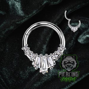 16g 8mm 10mm Baguette 316L Surgical Steel Hinged Segment Septum Helix Piercing Cartilage Daith Hoop Piercing Ring