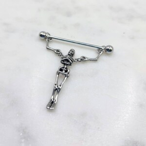 14g 16g Exclusive Dead Man Hanging Skeleton Corpse Reaper Piercing Jewelry Industrial Scaffold Barbell Halloween Skull