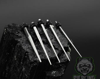 5pc Value Pack Taper Gauging Up 1 Each Size (14g, 12g, 10g, 8g, 6g) Solid Polished 316L Surgical Steel Black Silicone O Rings