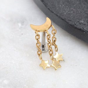 16 g titanium ASTM F136 Threadless gouden PVD-plaatpiercing Conch Plat kraakbeen Helix Labret Monroe