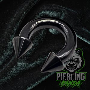 6g 12 mm 14 mm filetage interne PVD noir pointes fer à cheval grands calibres cerceau septum hélice piercing bijoux de corps bouchons