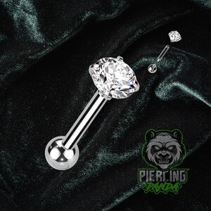 18g 16g Titanium Implant Grade Internally Threaded Cartilage Barbell With Prong Set CZ Gem Helix Tragus Cartilage Piercing