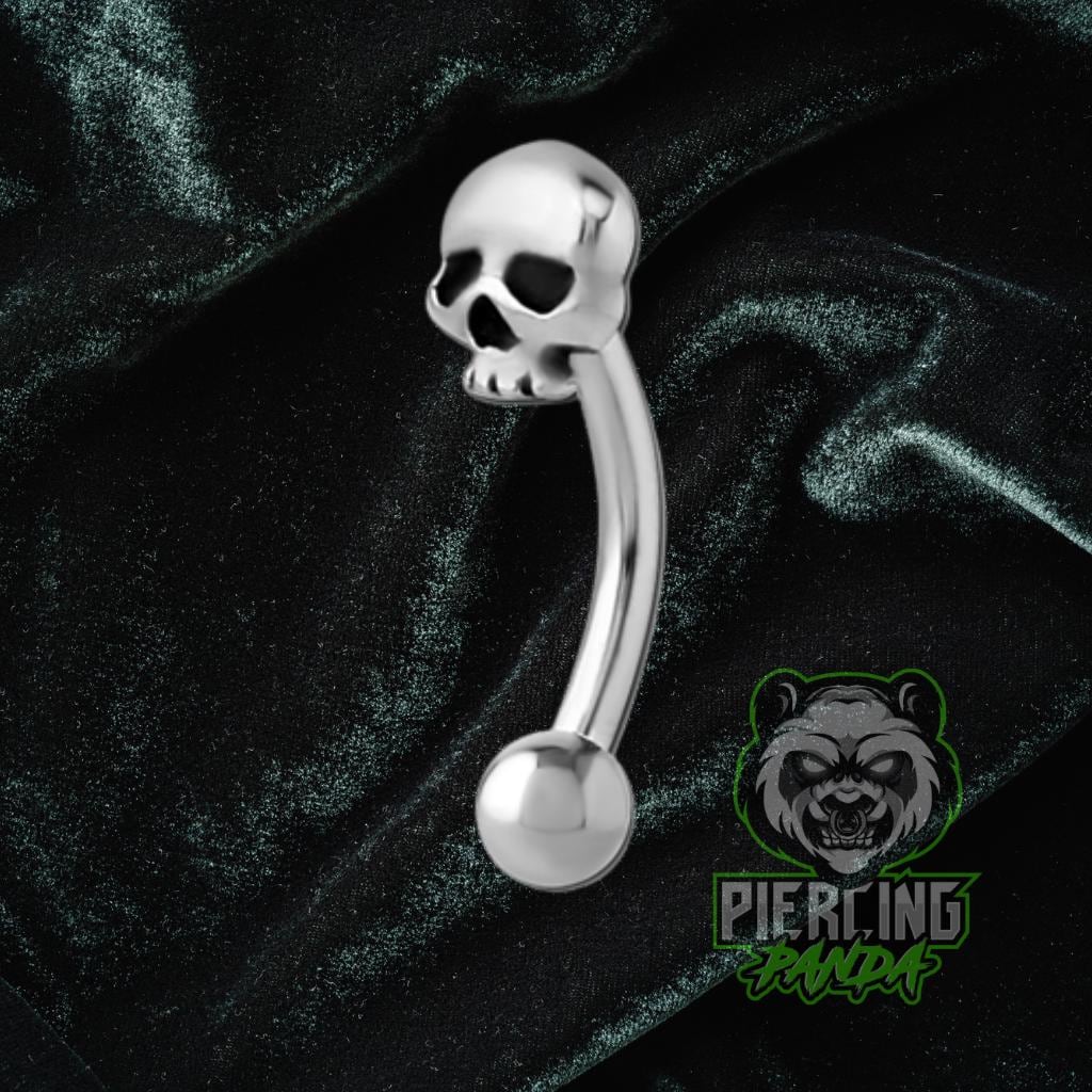 16g 8mm Steel Skull Rook Eyebrow Piercing Curved External Thread 316L Surgical Steel Halloween Barbell Body Jewelry No Rust Skeleton Skulls