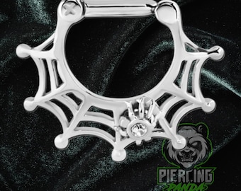 16g 14g 6mm 8mm Spider Web Solid Surgical Steel Septum Clicker Nose Piercing Jewelry